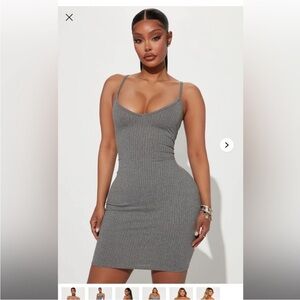 Fashion Nova Erin Gray Ribbed Mini Dress